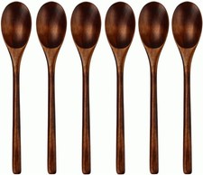 Spoons, Wooden Spoons for Eating, 6 Pieces Japanese Natural Soup