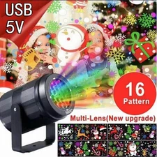 LED Christmas Projector Light USB Powered Projection Lamp Rotating Night Light
