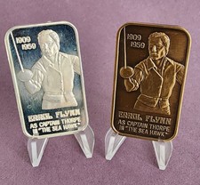 Greathouse Errol Flynn Sea Hawk Captain Thorpe Both 1 oz 999 Silver & Bronze Bar