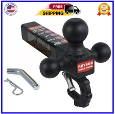 Patented Forged Trailer Hitch Tri-Ball Hitch with Hook: 3 Sizes in 1 Tow Ball