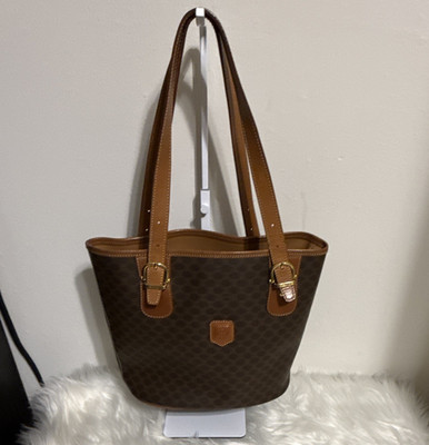 CELINE Monogram Tote Bag, Brown/Tan, Gold Hardware, Zip, Double Handles