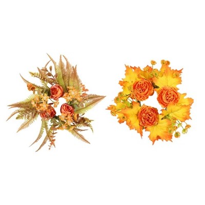Fall Themed Artificial Floral Wreath With Realistic Berries For Home
