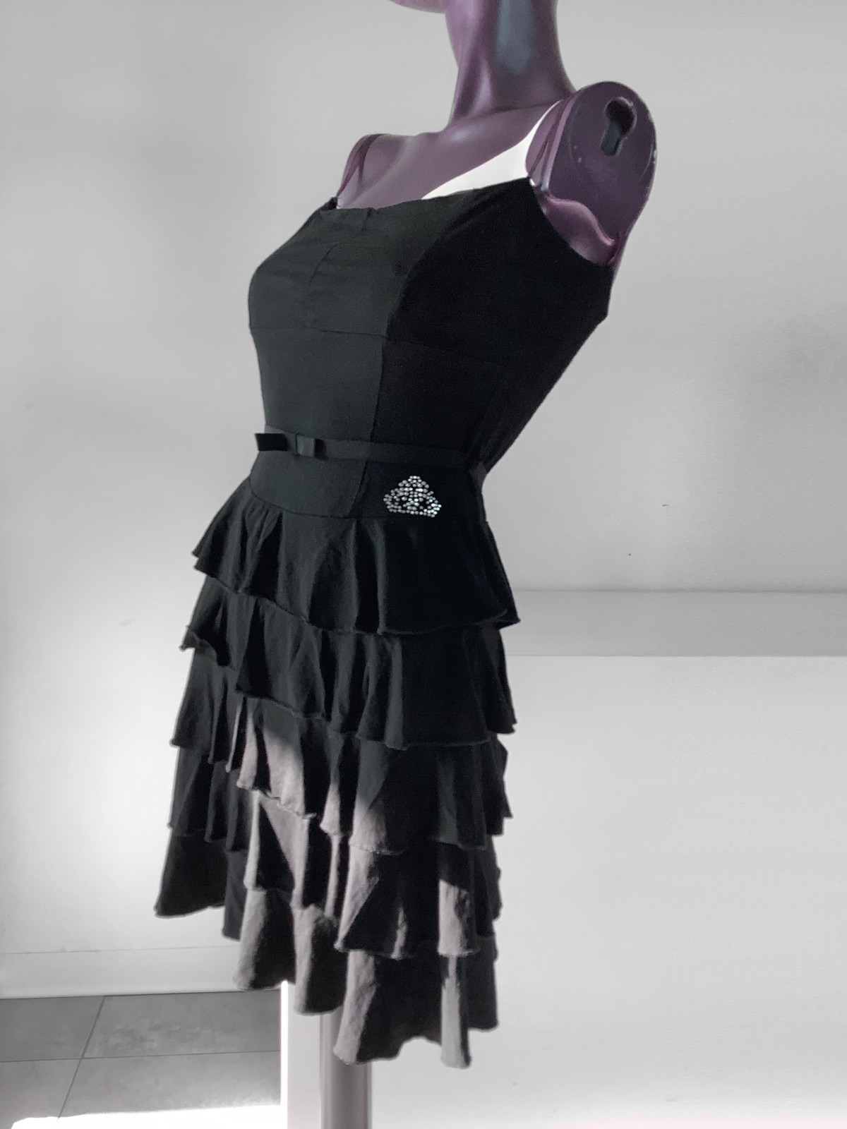 Vintage Fornarina black ruffled mini dress y2k 2k0 whimsigoth phard '90s grunge