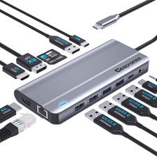 USB C Docking Station UBS C Hub for Laptop Dual Monitors 14 in 1 Multiport Do...