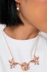 Peach Crystal Flower Jewelry 4Set Rose Gold Tone Necklace Earrings Bracelet Ring — photo 6