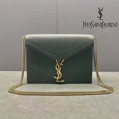 Saint Laurent Chain Shoulder Bag green Leather 100%authentic