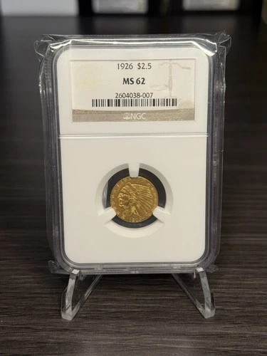 1926 $2.5 Gold Indian Head Quarter Eagle Coin NGC MS62 (Pre-33 Gold)