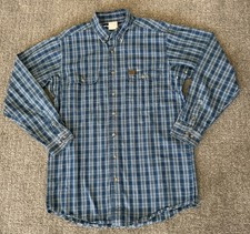 Wrangler Riggs Workwear Men's Foreman Plaid Long Sleeve Shirt 3W620NV Blue LT
