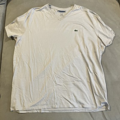 Lacoste - Slate Gray V-Neck Short Sleeve T Shirt - 100% Pima Cotton - Size 8/3XL