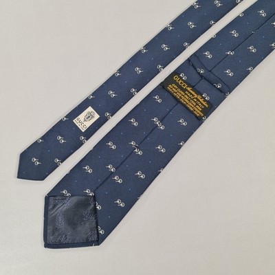 Gucci Herren Krawatte Blau Gepunktet 100% Seide Made In Italy