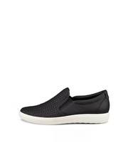 ECCO Soft 7 Shoes Black Woven Slip On EU 41 Women's 10 - 10.5 US Leather Loafers