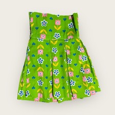 VTG 60s Mod Floral Pleated Skirt Green Pink Daisy Print High Waist 13x19 Girls