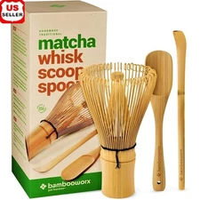 Bamboo Matcha Tea Set Whisk Scoop Stirring Spoon Authentic Ceremonial Experience
