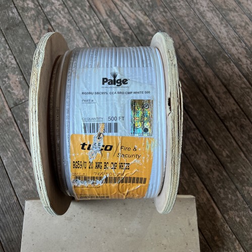 RG 59/U  20 AWG BC CMP White 500ft Roll Paige