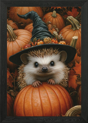 Igel im Hexenhut gerahmtes Wandbild Poster Leinwanddruck Bild