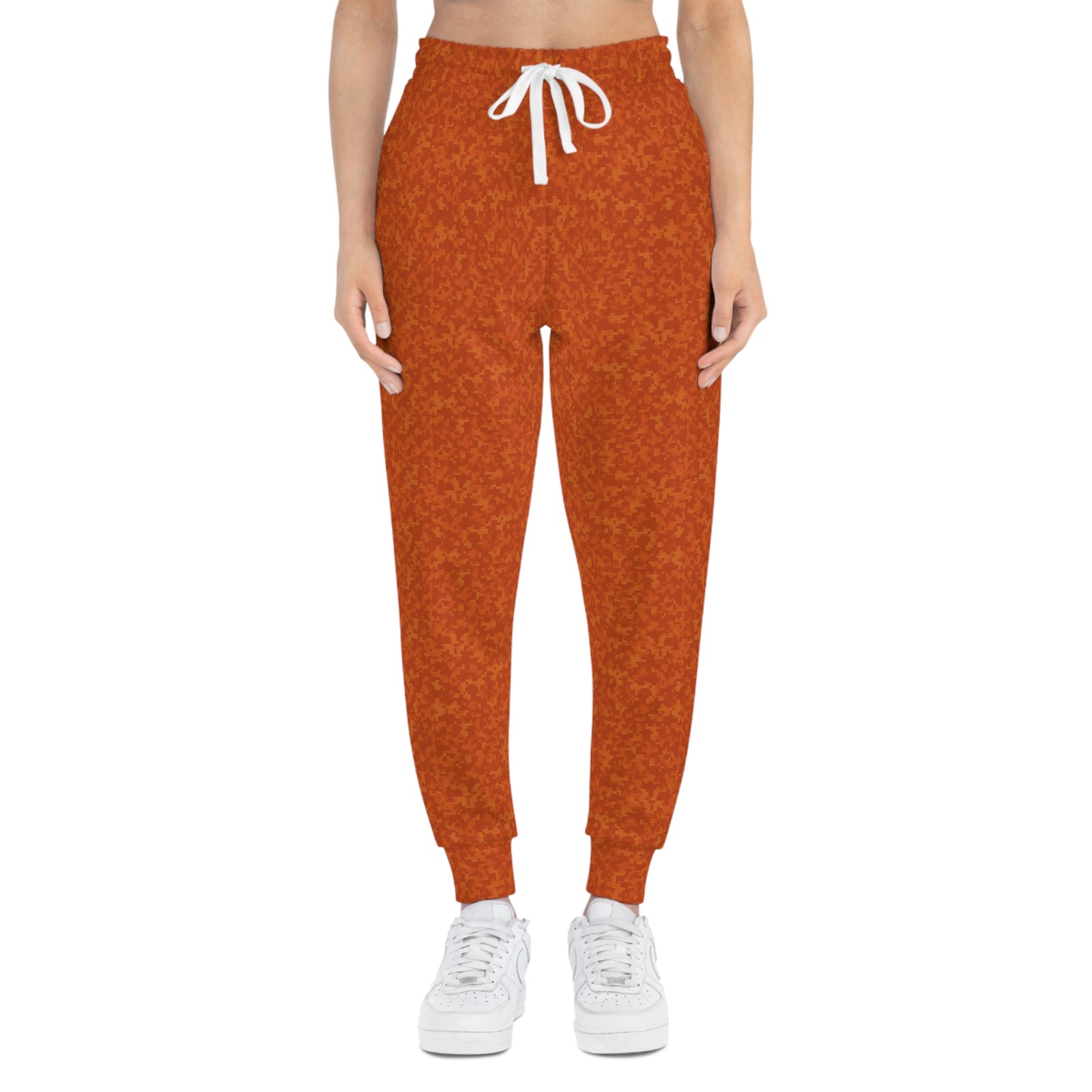 Orange Camouflage Athletic Joggers, Comfortable & Stylish Lounge Pants, Fitness