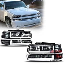 LED Headlight Assembly Turn  LED Clear Lens  Black Housing  Reflector