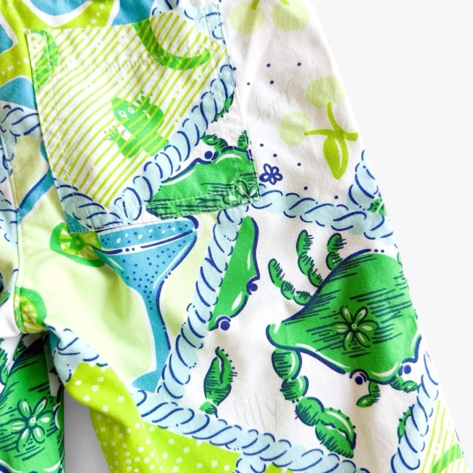 Lilly Pulitzer Capri Pants Starboard Patch Print Crab Starfish Turtle Multi 2T - Image 4 of 4