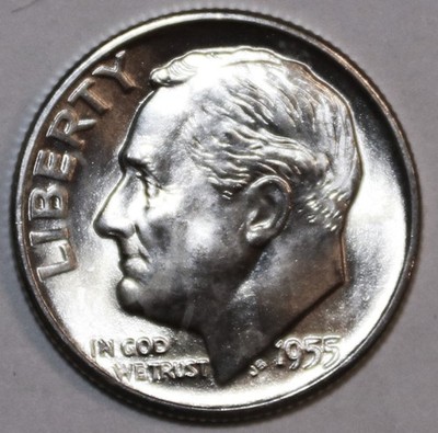 1955-D Roosevelt Dime - BU - Stock Photo - #9789D - FREE SHIPPING