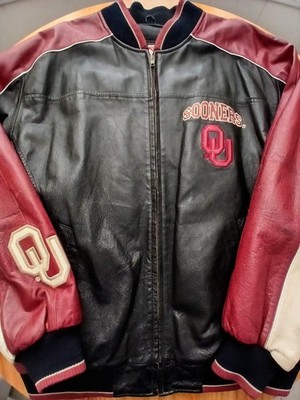 Oklahoma Sooners Authentic 100% Leather Jacket 58 Sports Adult (L)!!!