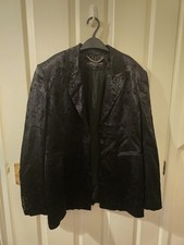 Karen Miller Women's Black Satin Jaquard Floral Blazer Jacket Y2K