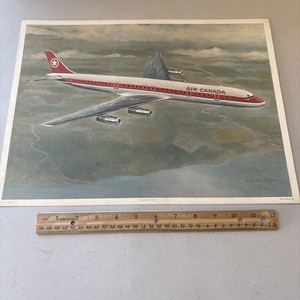 Vintage Robert Banks Air Canada Aircraft Aviation Print Douglas DC-8L-63 Plane