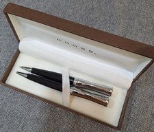 Cross Paarasol Black  Polished Chrome Pen  Pencil Set New in Box