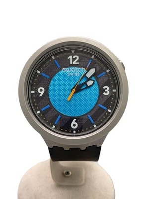 SWATCH quartz watch/analog/rubber/BLU/BLK/SS/SB07S116G Authentic From Japan