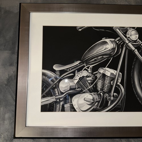 Gerahmter Motorrad Druck von Z Gallerie Mat Oldtimer Motorrad silber & schwarz - Bild 2 von 24