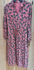 VGC coral white stuff tiger pattern collared midi dress 14
