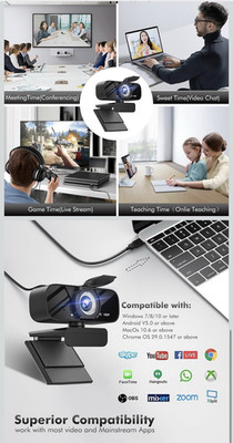 Full HD 1080P USB 2.0 Clip-On Webcam w/ Built-In Microphone, Black