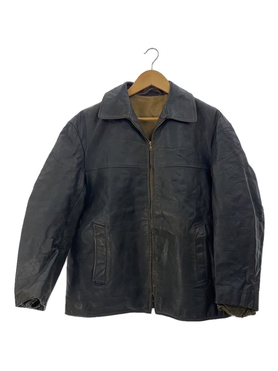 Men's Navy Leather Blouson Jacket Size 46 Style 2296