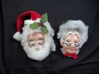 Vintage Santa Claus & Mrs Claus For Crafts Hard Rubber Santa Doll Faces / Heads — photo 1