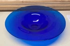 Vintage Blenko Art Glass Cobalt Blue 17 1/4" Bowl Hat Dish