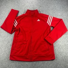 Adidas Track Jacket Bright Red White Full Zip XL 18/20 Youth Womens Small