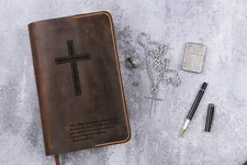 Personalized Leather cover for bible KJV Custom leather holy bible book case