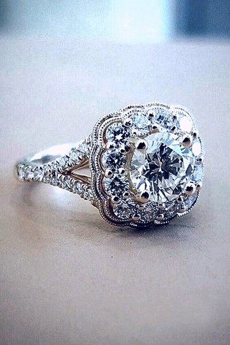 Bague de fiançailles couple en or blanc 14K Moissanite