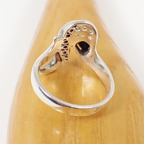 Black Blue Pear & Round Sapphire Gemstone Ring Genuine 925 Sterling Silver R200 - Picture 4 of 12
