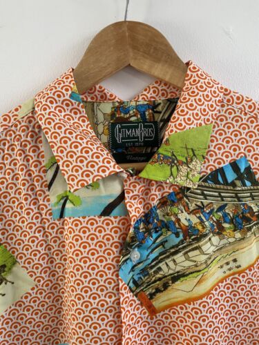 Gitman Bros Shirt Mens Large Multi Button Up USA Rayon Vintage Oriental Chinese - Picture 2 of 18