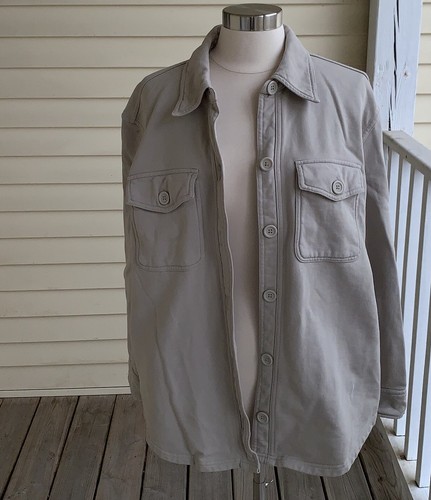 Good American Fleece Shacket Camicia Giacca Donna 1/2 (Piccola Media) Osso Cachi - Foto 2 di 10