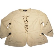 Talbots Stretch Tan 3/4 Sleeve Relaxed Beige Blazer Light Jacket Size XL