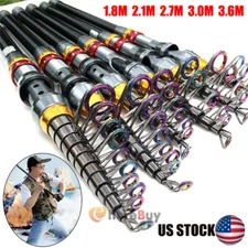 Carbon Fiber Telescopic Fishing Rod Sea 3.6m Saltwater Portable Spinning Pole US