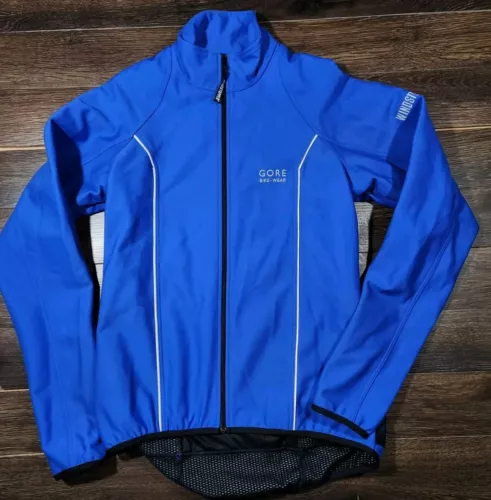 Men Sz Large Gore Bike Wear blue Phantom Windstopper full zip jacket 