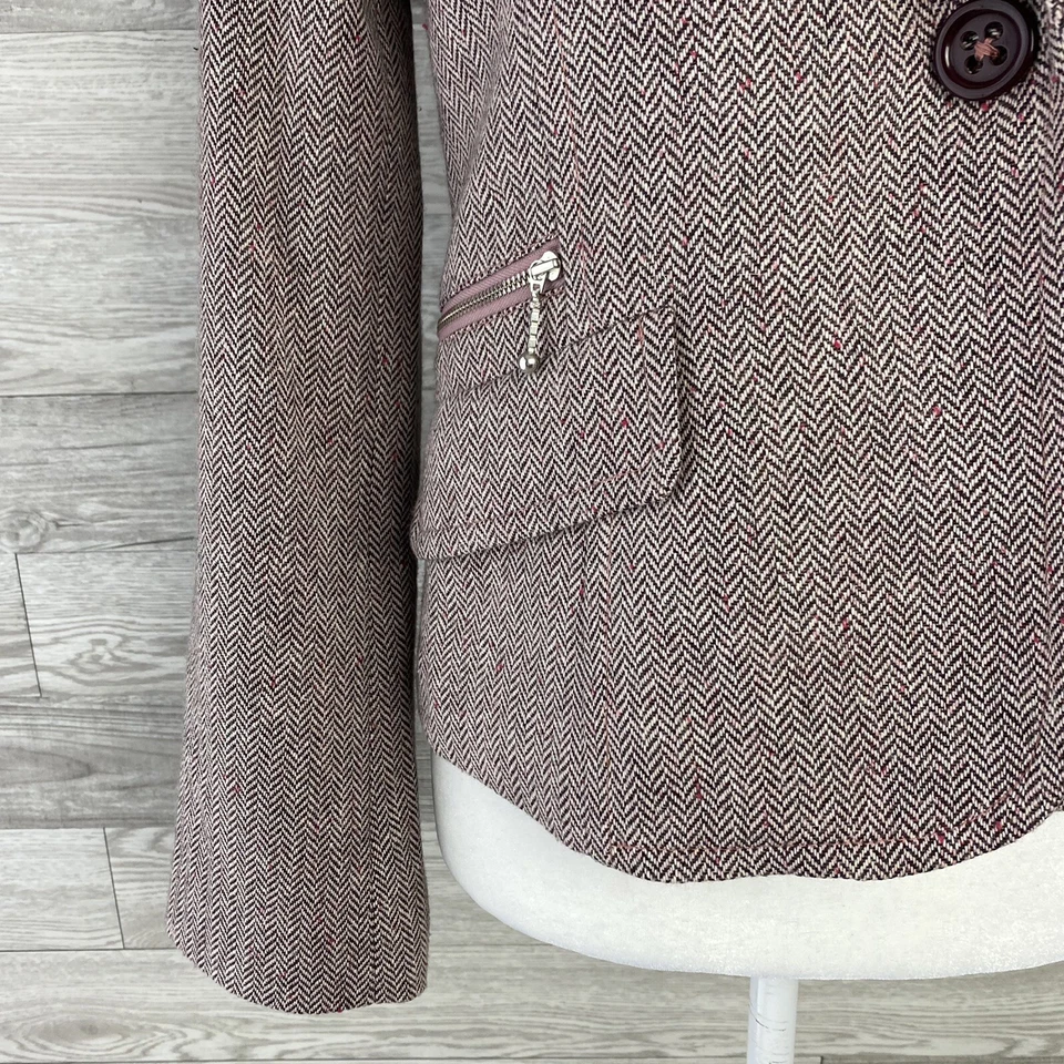 Chaqueta Blazer MNG Mujer Roja Multicolor Manga Larga Tweed Talla 8 Mezcla de Lana Foto 3 de 4