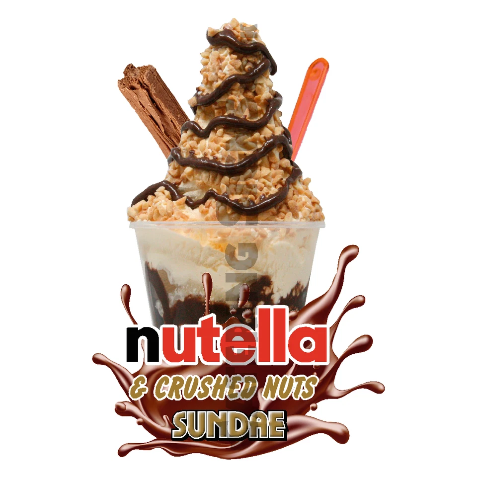 Nutella & Crushed Nut Sundae Whippy Ice Cream Sticker - 18cm die cut vinyl decal