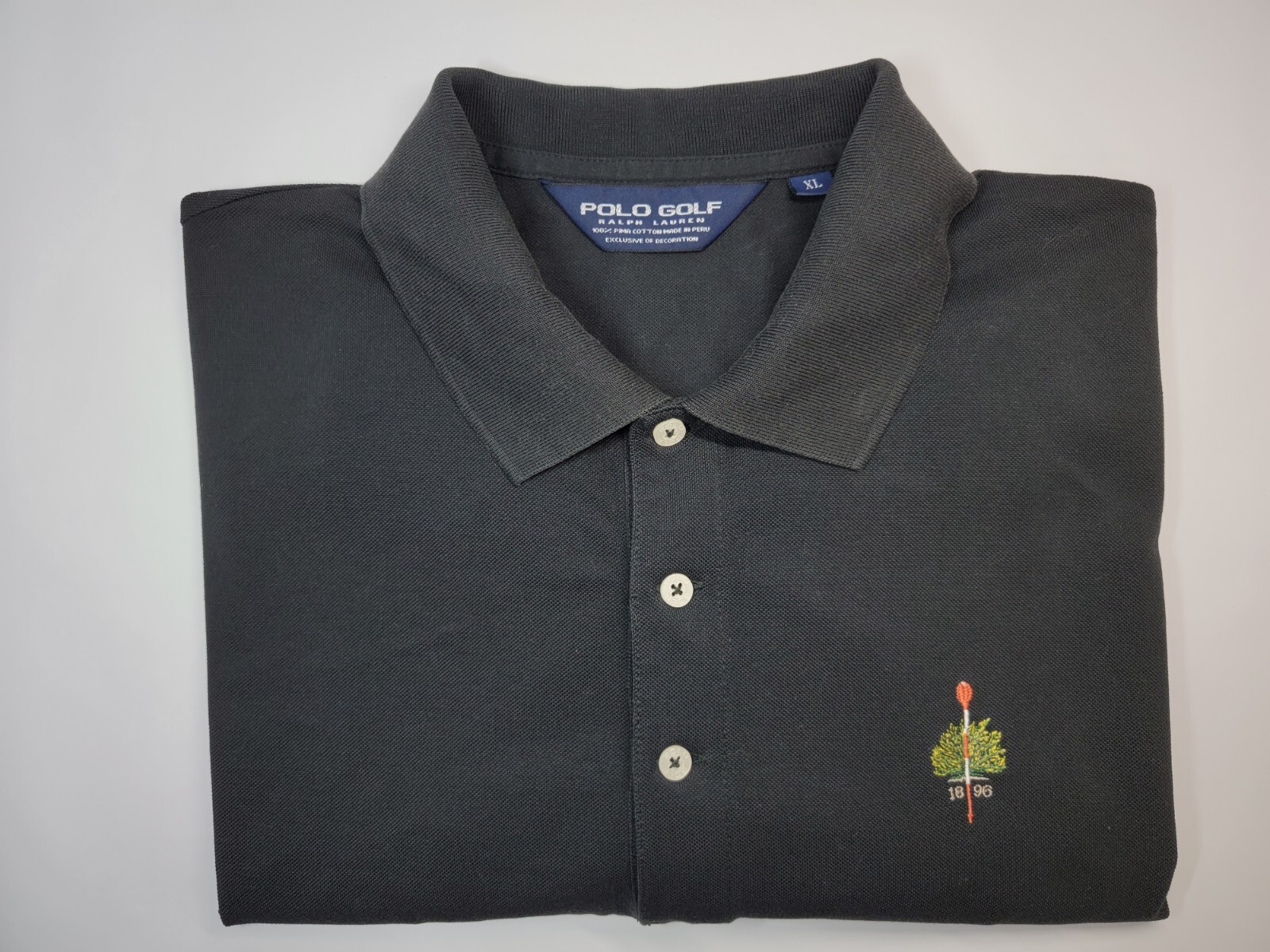 Men's XL Polo Golf Ralph Lauren Merion Golf Club Solid Black Collar