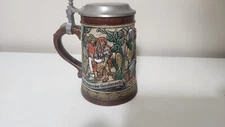 Vintage German Original Gerzit Gerz Gambrinus Design Lidded Stein