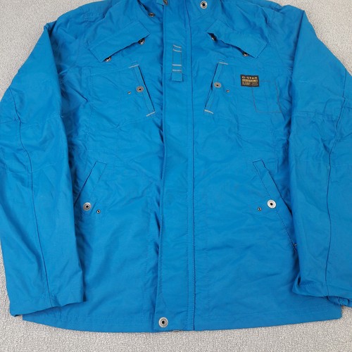 G-Star Mens Jacket Large Blue Johnson Solid Overshirt Full Zip Slim Adult - Picture 4 of 13
