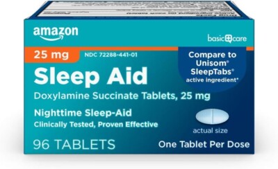 Basic Care Sleep Aid, Doxylamine Succinate Tablets, 25 mg, 96 Count