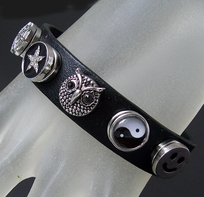 VA20# Knopfarmbänder LederLook Druckknöpfe Click Button Knopf Kinder Damen Mode - Bild 3 von 3